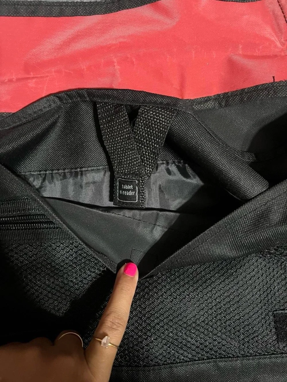 JCPenney Red and Black Canvas Shoulder Bag